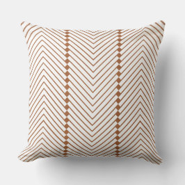 Saddle Tan White Small Squares und Zig Zag Lines Kissen