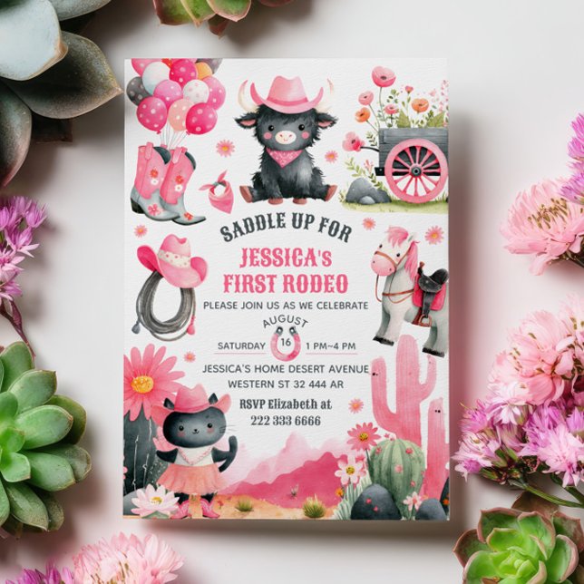 Saddle Up Cowgirl First Rodeo Western Geburtstag Einladung (Von Creator hochgeladen)