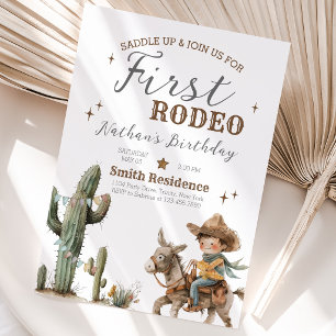 Saddle Up First Rodeo Geburtstag Einladung