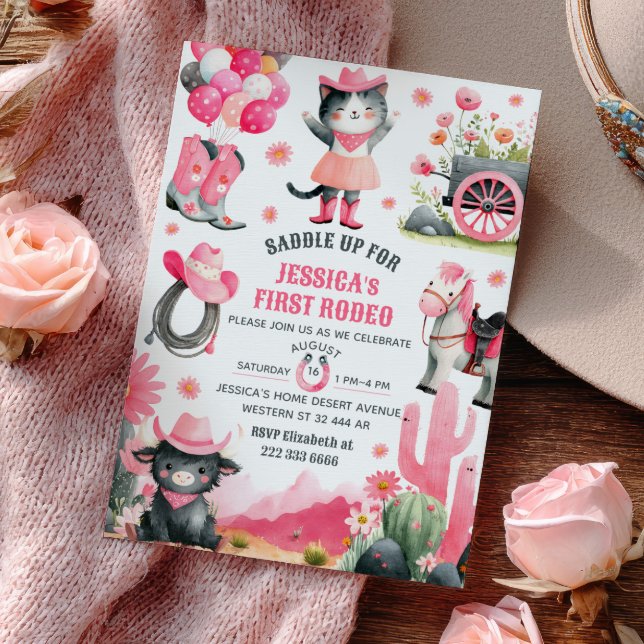 Saddle Up First Rodeo Western Cowgirl Birthday Einladung (Von Creator hochgeladen)