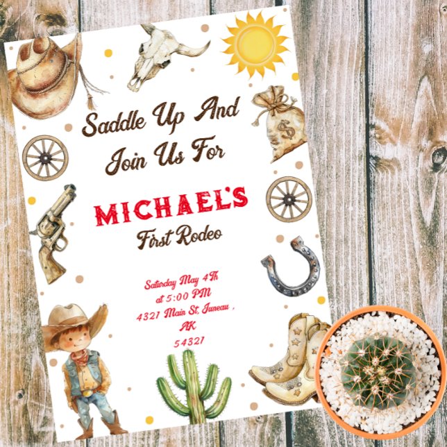 Saddle up First Rodeo Wild West Geburtstag Magneteinladung (Von Creator hochgeladen)