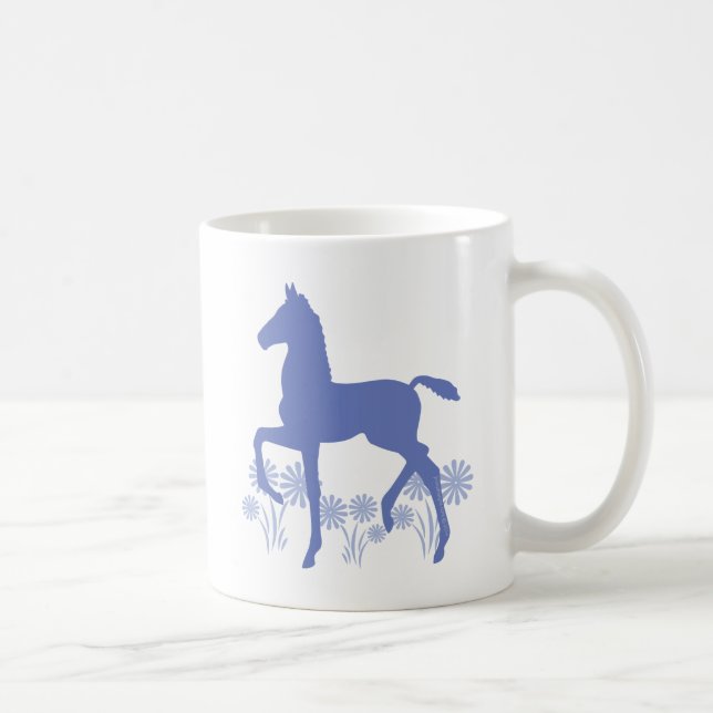 Saddlebred Foal Blume in Blau Kaffeetasse (Rechts)