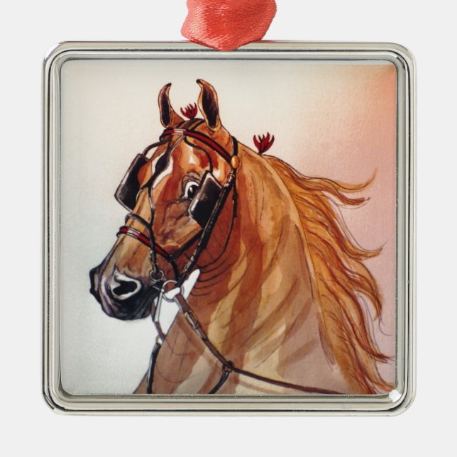 Saddlebred Pferdegeldstrafe-Geschirr Ornament Aus Metall (Vorne)