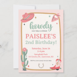 Saddup Girly Cowboy Invitation d'anniversaire