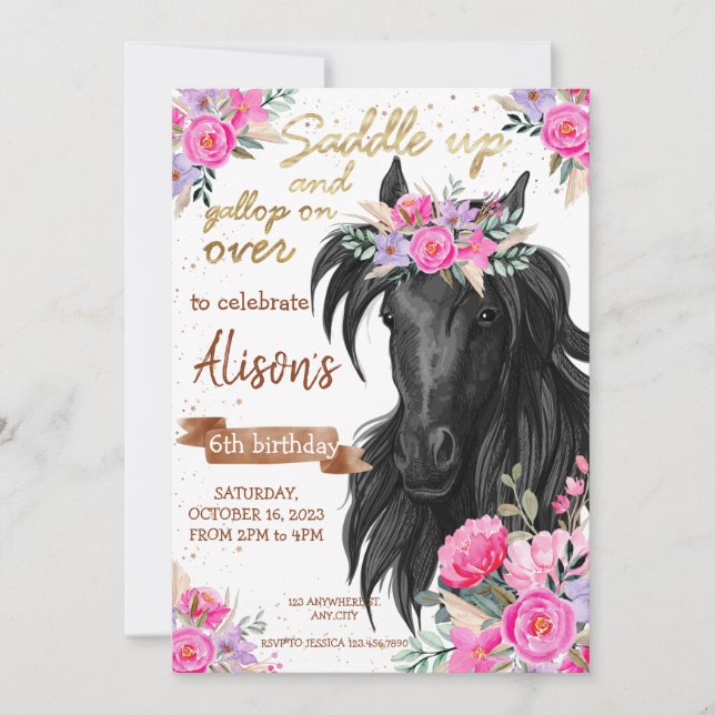 Saddup Horse Invitation d'anniversaire (Devant)