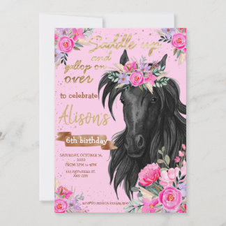 Saddup Pferde Cowgirl Geburtstag Einladung