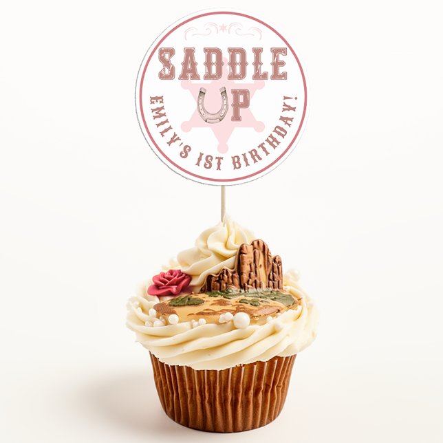 Saddup Pink Cowgirl Stickers Anniversaire (Sticker Favor Use Example)