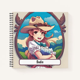 Sadie Cowgirl Notebook mit individueller Nametag Notizbuch