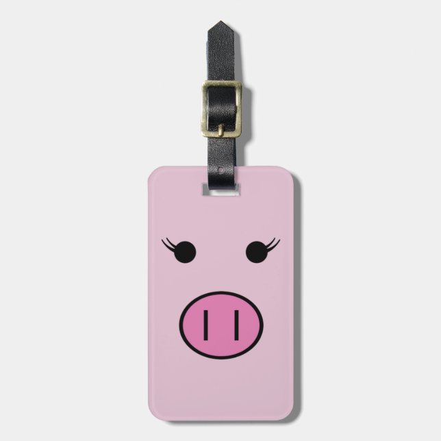 Sadie das rosa Schwein ~ niedliches Girly Kawaii Gepäckanhänger (Vorderseite vertikal)
