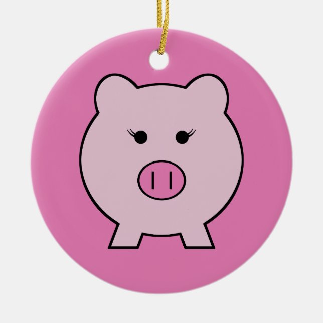 Sadie das rosa Schwein ~ niedliches Girly Kawaii Keramikornament (Vorne)