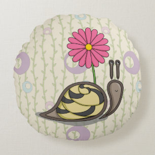 Sadie die Schnecke Runde Kissen
