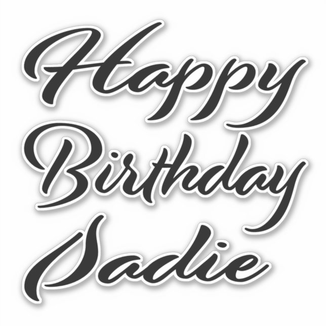 Sadie Prénom Anniversaire de Black Sticker (Devant)