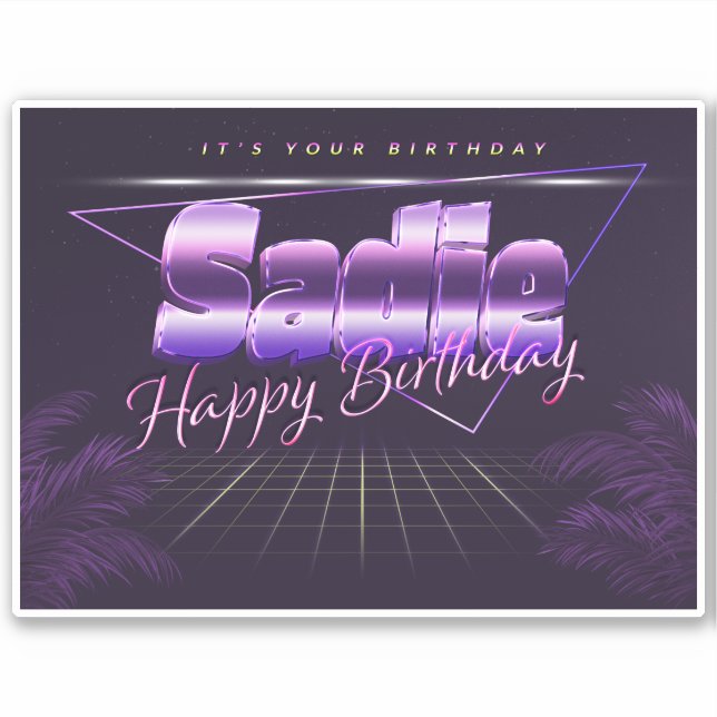 Sadie Prénom lila retro Sticker (Devant)