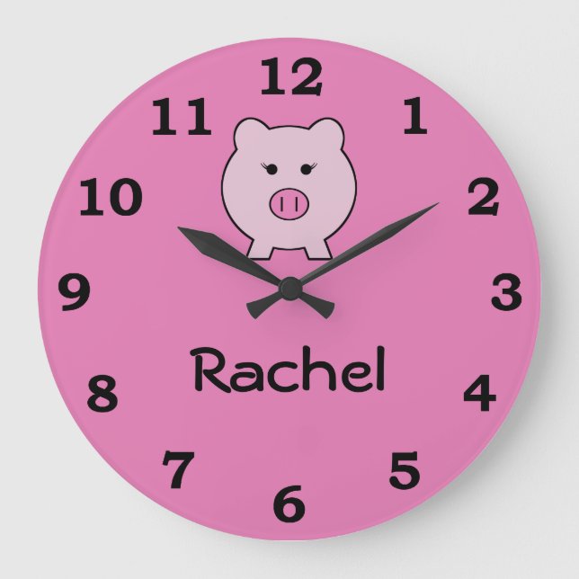 Sadie the Pink Pig ~ Niedlich Girly Kawaii Große Wanduhr (Vorderseite)