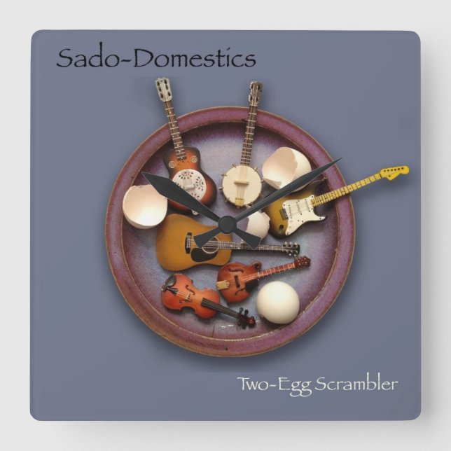 Sado-Domestics Zwei-Ei Quadratische Wanduhr (Vorderseite)
