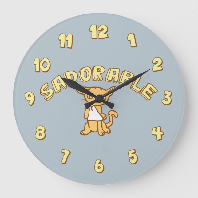 Sadorable Kätzchen Große Wanduhr (Vorderseite)