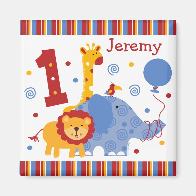 Safari 1. Geburtstag Custom Magnet (Vorne)