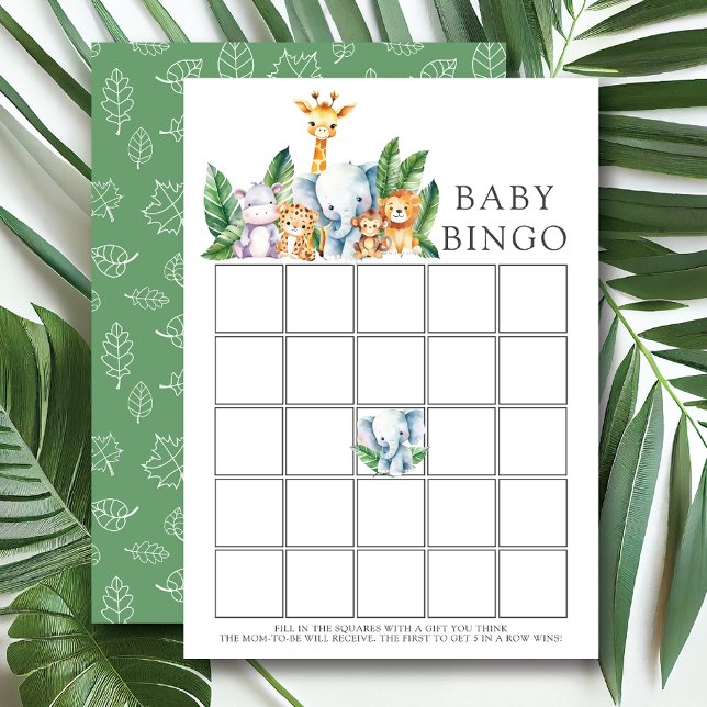 Safari Adventure Baby Dusche Bingo Spiel Einladung (Von Creator hochgeladen)