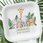 Safari Adventure Baby Shower Pappteller<br><div class="desc">Dieses Safari Adventure Baby Dusche Design zeigt charmante Dschungeltiere wie einen Hippo, Giraffe, Elefanten, Löwen, Affen & Tiger. Ideal, um die Ankunft eines neuen Freudenbündels zu feiern. Die lebhaften Farben und süße Tier-Illustrationen schaffen eine spielerische Atmosphäre und sorgen für ein unvergessliches Erlebnis. Eine schöne Wahl für eine Babydusche im Dschungel....</div>
