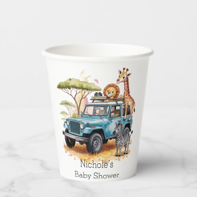 Safari Adventure Boy Baby Shower Pappbecher (Vorderseite)