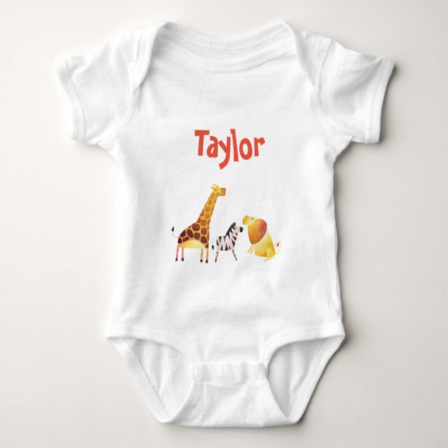 Safari Adventure Giraffe Zebra Lion Baby Strampler (Vorderseite)