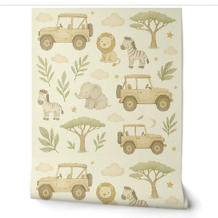 Safari Adventure Kinderzimmer Wallpaper Neutraler  Tapete