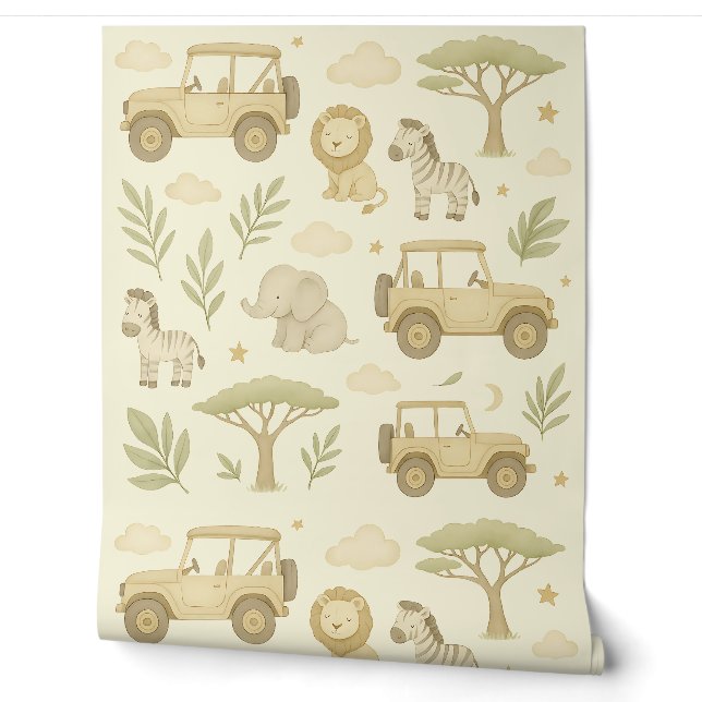 Safari Adventure Kinderzimmer Wallpaper Neutraler  Tapete (Abrollen)