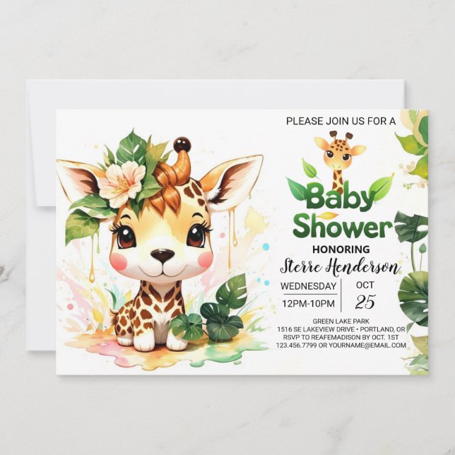 Safari Adventure Tales Baby Shower Einladung (Vorderseite)