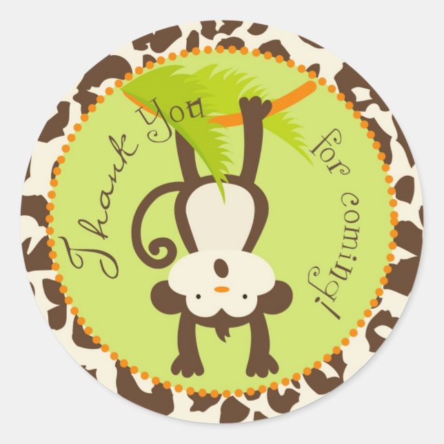 Safari Affe Animal Print Baby Shooter Runder Aufkleber (Vorderseite)