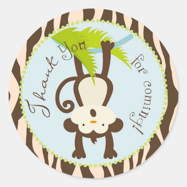 Safari Affe Animal Print Baby Shooter Runder Aufkleber (Vorderseite)