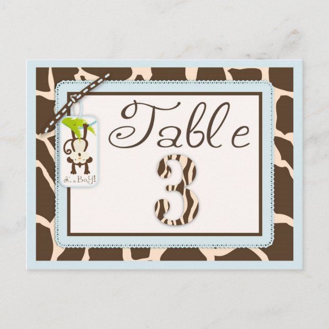 Safari Affe Animal Print Baby Shooting Table Card Postkarte (Vorderseite)