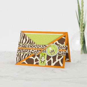 Safari Affe & Schnuller Animal Print Baby Dusche Ankündigung