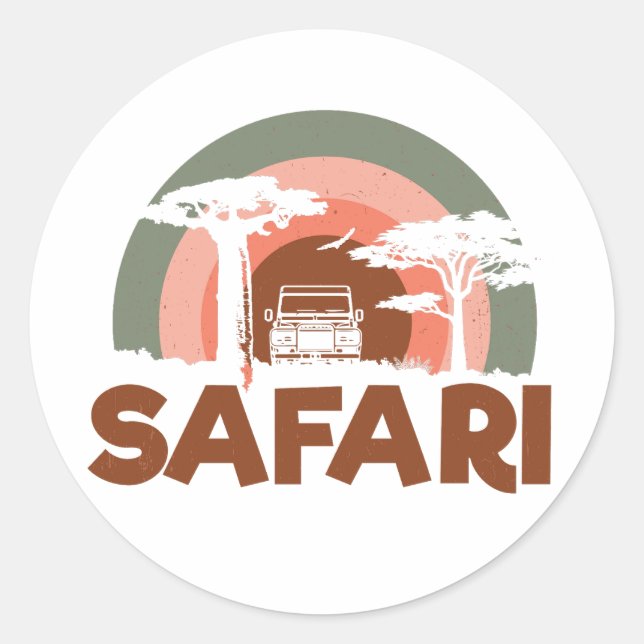 Safari Africa Theme Runder Aufkleber (Vorderseite)