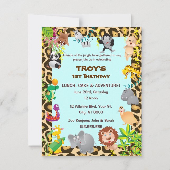 Safari africain - première invitation de fête (Devant)