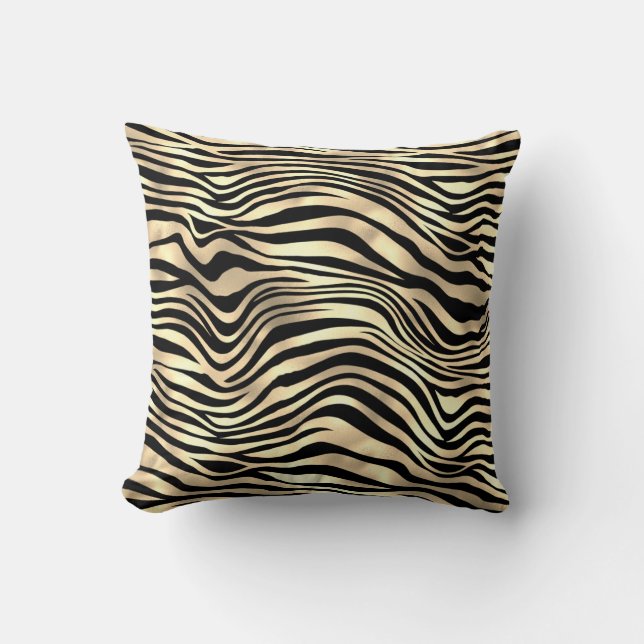 Safari African Gold Glam Zebra Animal Skin Sepia Kissen (Vorderseite)