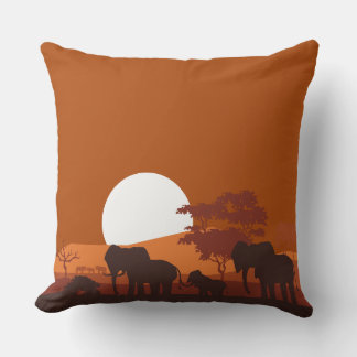 Safari Afrique Coussin coucher de soleil double fa