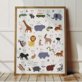 Safari Animal Alphabet ABC Poster Kids Room Decor