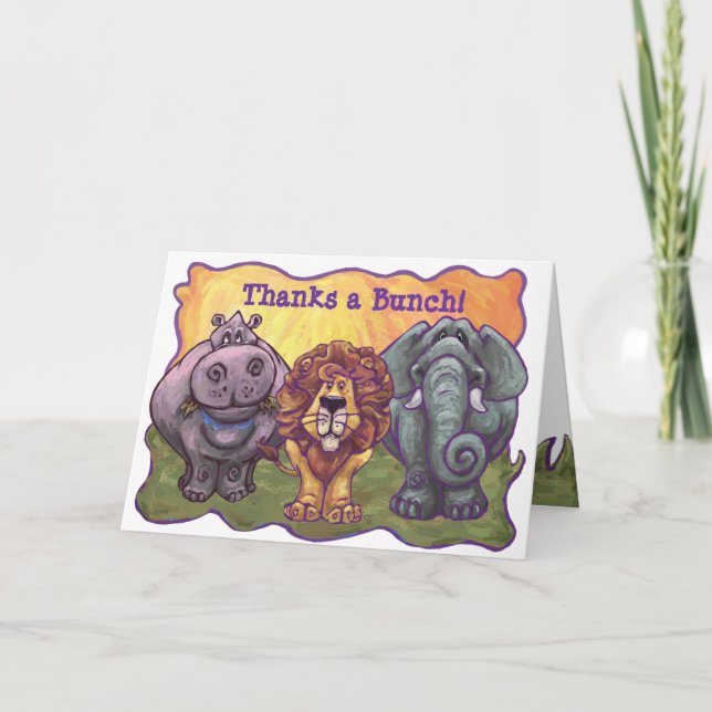 Safari Animal Anniversaire Carte de remerciements (Devant)