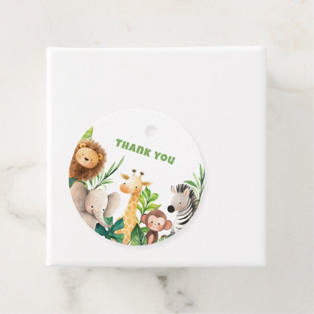 Safari Animal Aquarell Babydusche Geschenkanhänger (Beispiel)