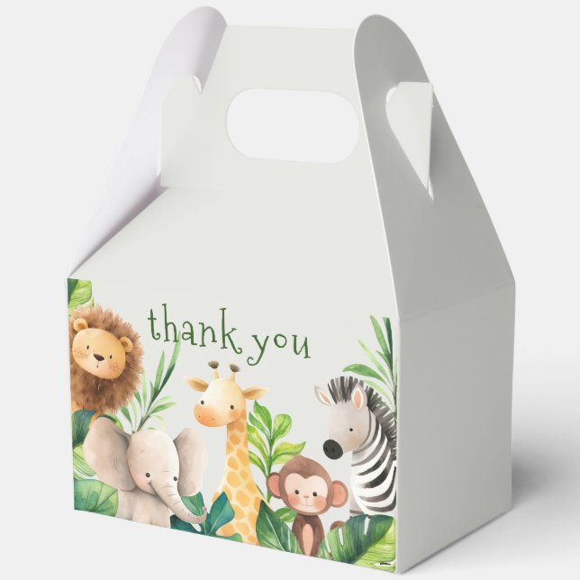 Safari Animal Aquarell Babydusche Geschenkschachtel (Vorderseite)