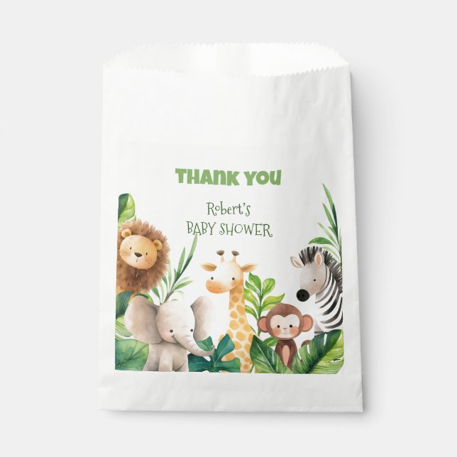 Safari Animal Aquarell Babydusche Geschenktütchen (Vorderseite)