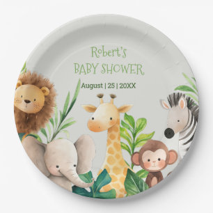 Safari Animal Aquarell Babydusche Pappteller