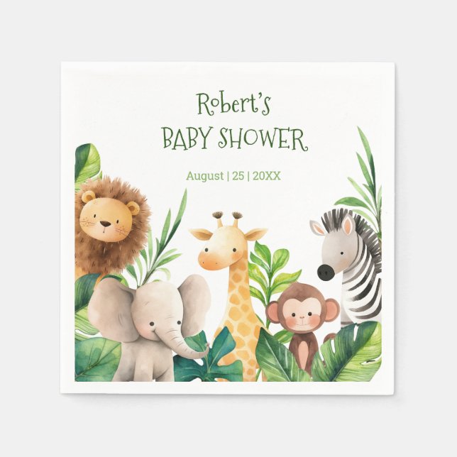 Safari Animal Aquarell Babydusche Serviette (Vorderseite)