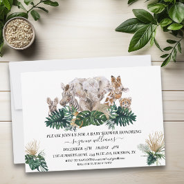 Safari Animal Babies Watercolor Jungle Baby Dusche Einladung