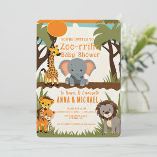 Safari Animal Baby Shower Einladungen - Wild