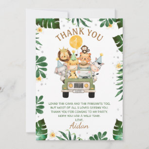 Safari Animal Birthday Carte de remerciements