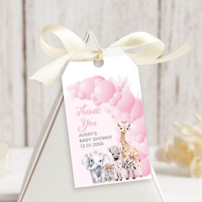 Safari Animal Blush Pink Boho Baby Girl Dusche Geschenkanhänger (Von Creator hochgeladen)
