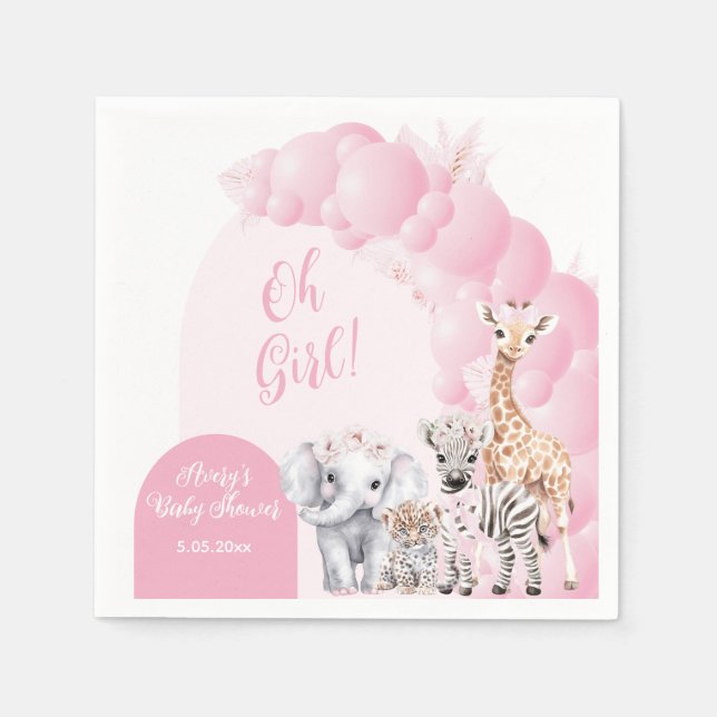 Safari Animal Blush Pink Boho Baby Girl Dusche Serviette (Vorderseite)