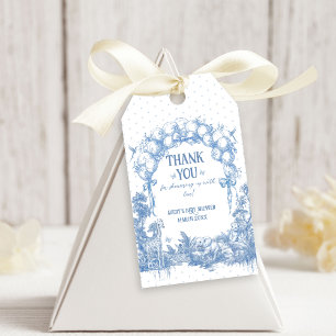 Safari Animal Dusty Blue Toile Baby Boy Dusche Geschenkanhänger