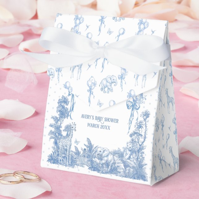 Safari Animal Dusty Blue Toile Baby Boy Dusche Geschenkschachtel (Hochzeit)